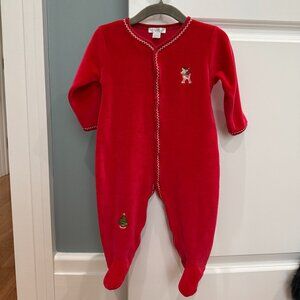 Kissy Kissy Velour Reindeer Snap-up Footie | Size 9M